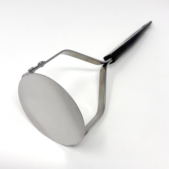 Vintage Stainless Steel Potato Masher Black Riveted Handle USA Made MCM - Picture 3 of 6